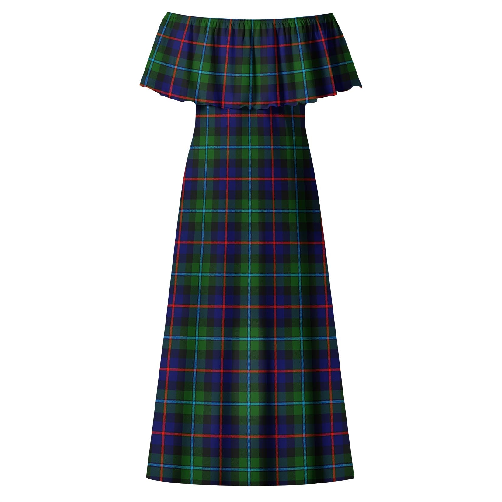 Calder Tartan Off Shoulder Long Dress - Tartan Vibes Clothing