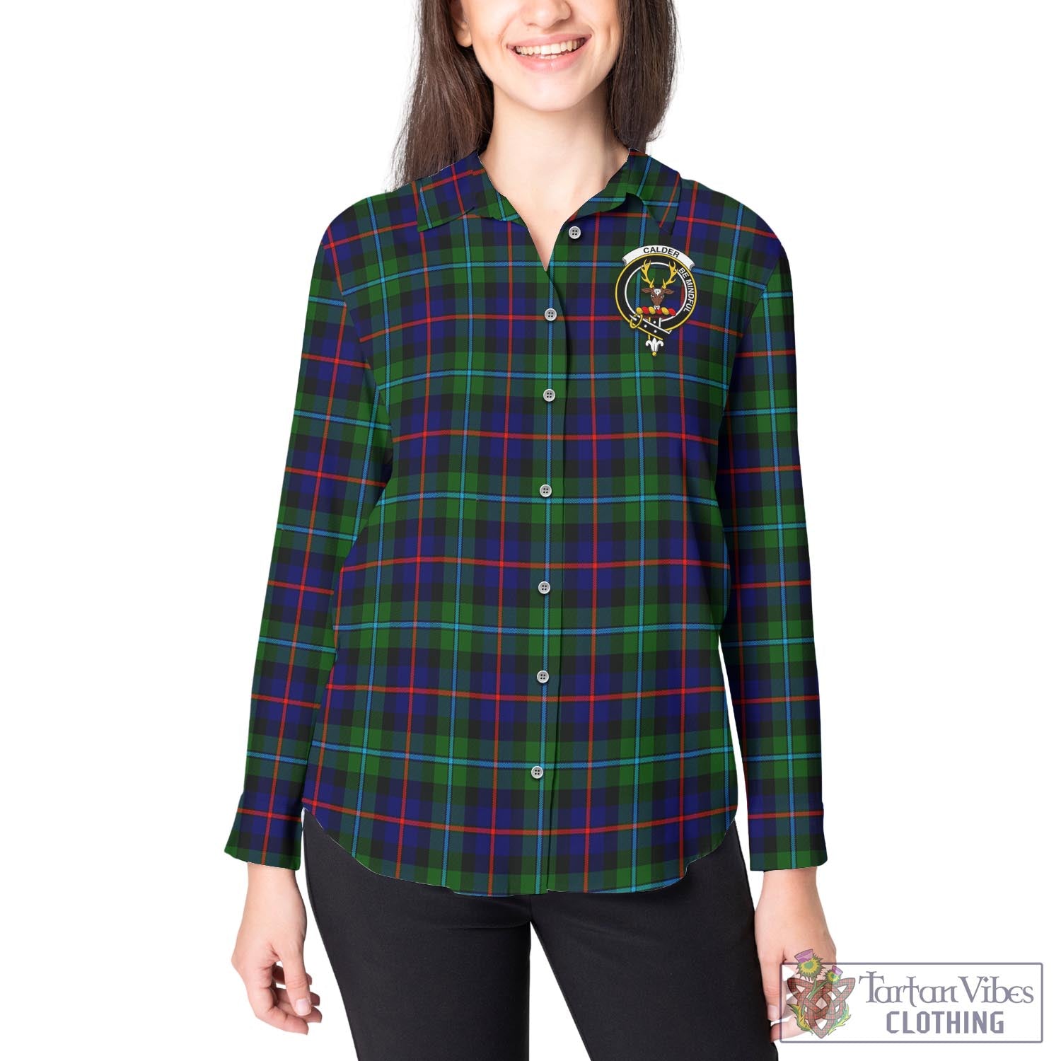 Calder Tartan Women's Casual Shirt with Family Crest - Tartan Vibes Clothing
