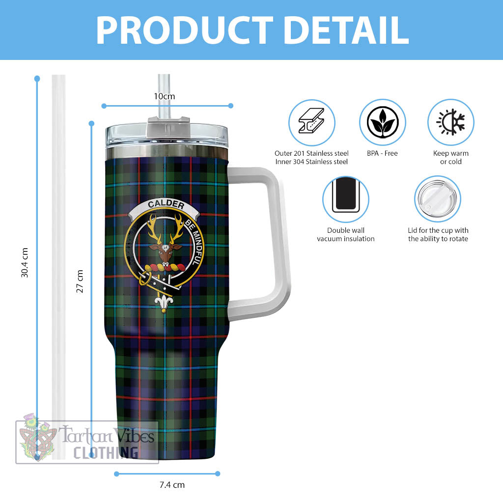 Calder Tartan Tumbler with Handle with Family Crest - Tartan Vibes Clothing