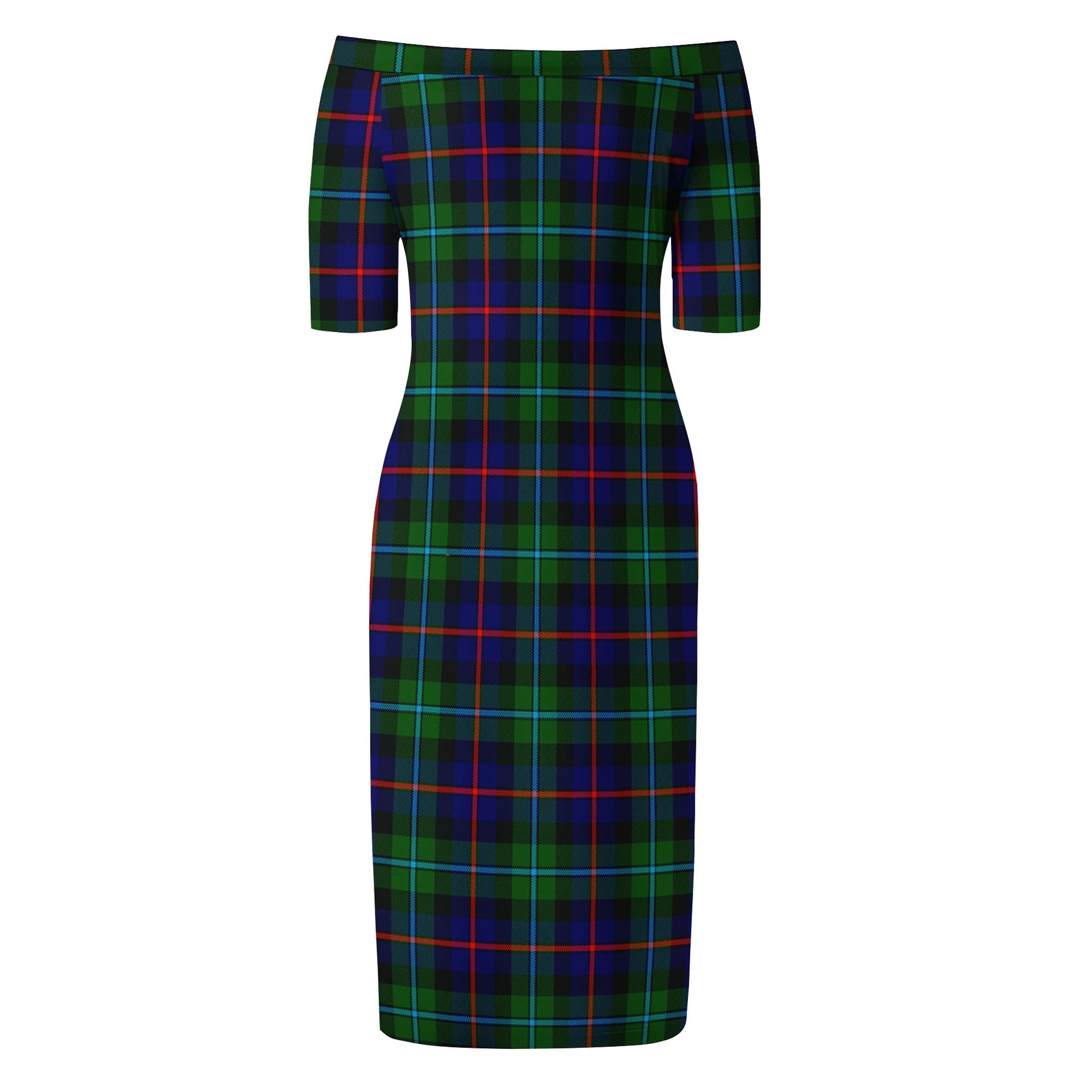 Calder Tartan Off Shoulder Lady Dress - Tartan Vibes Clothing