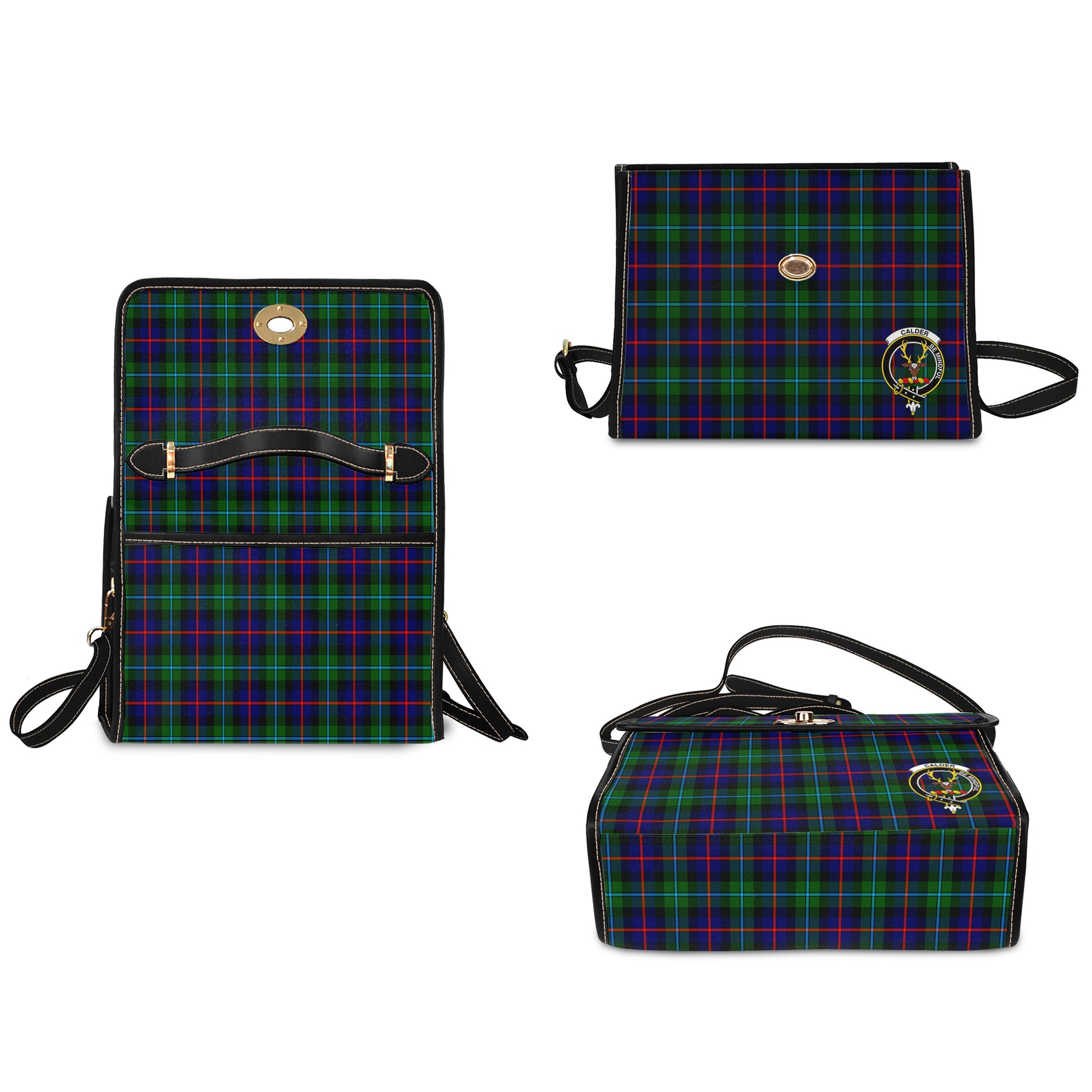Calder Modern Tartan Leather Strap Waterproof Canvas Bag with Family Crest