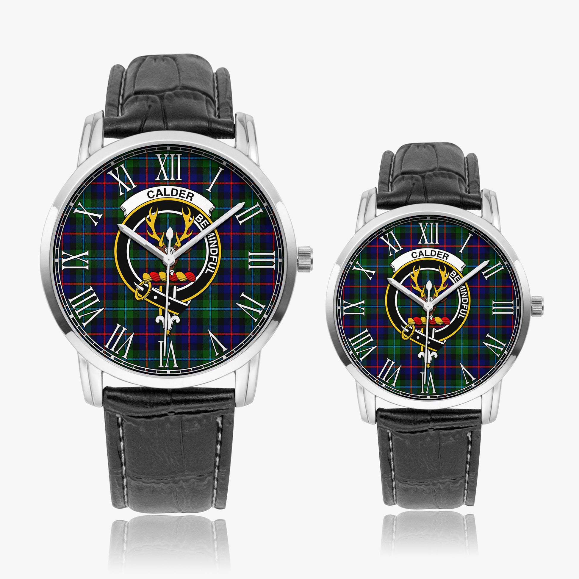 Calder Tartan Family Crest Leather Strap Quartz Watch - Tartan Vibes Clothing