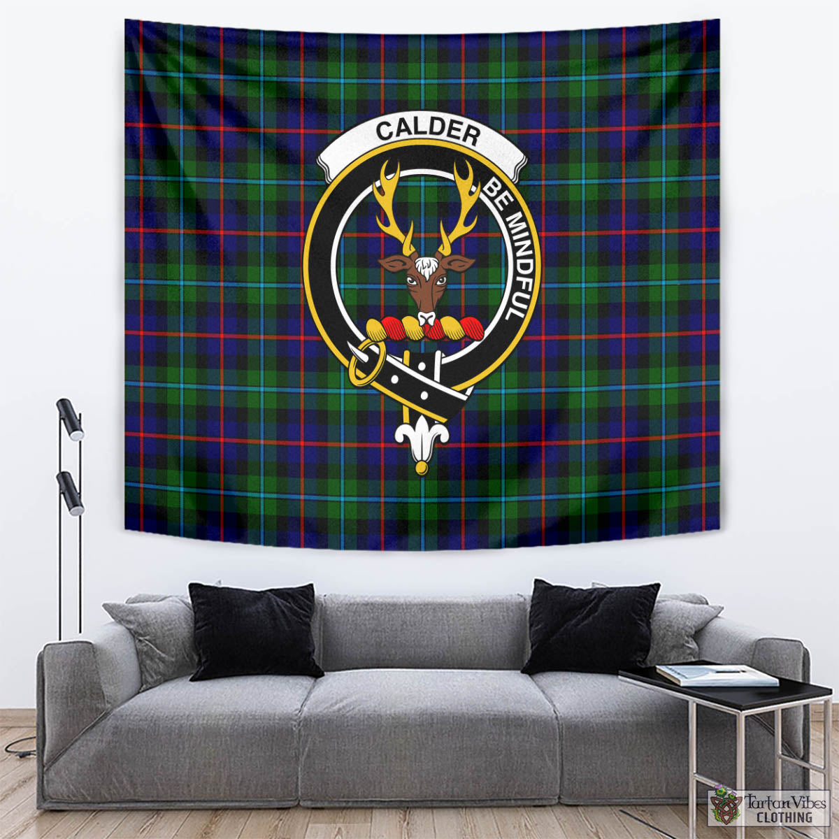 Calder Tartan Tapestry Wall Hanging and Home Decor for Room with Family Crest - Tartan Vibes Clothing