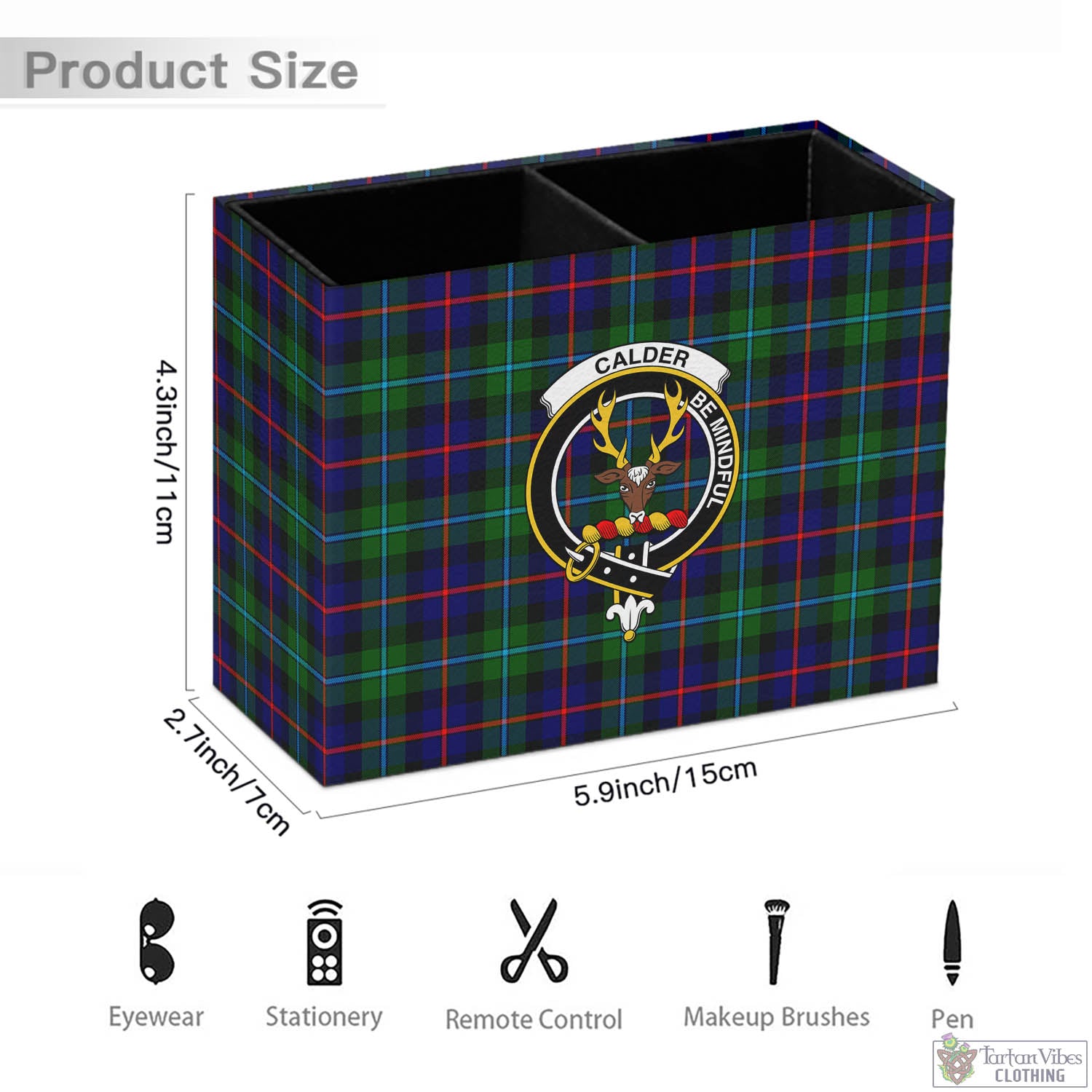 Calder Tartan Pen Holder with Family Crest - Tartan Vibes Clothing