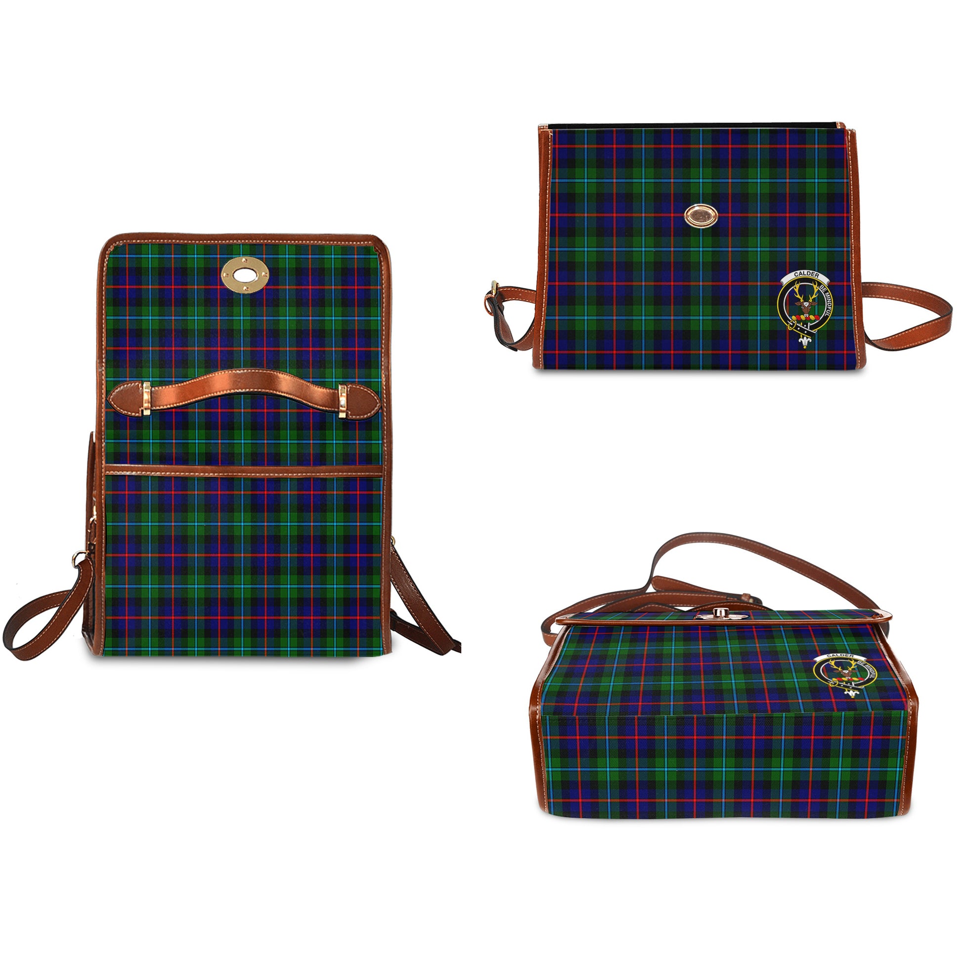Calder Modern Tartan Leather Strap Waterproof Canvas Bag with Family Crest