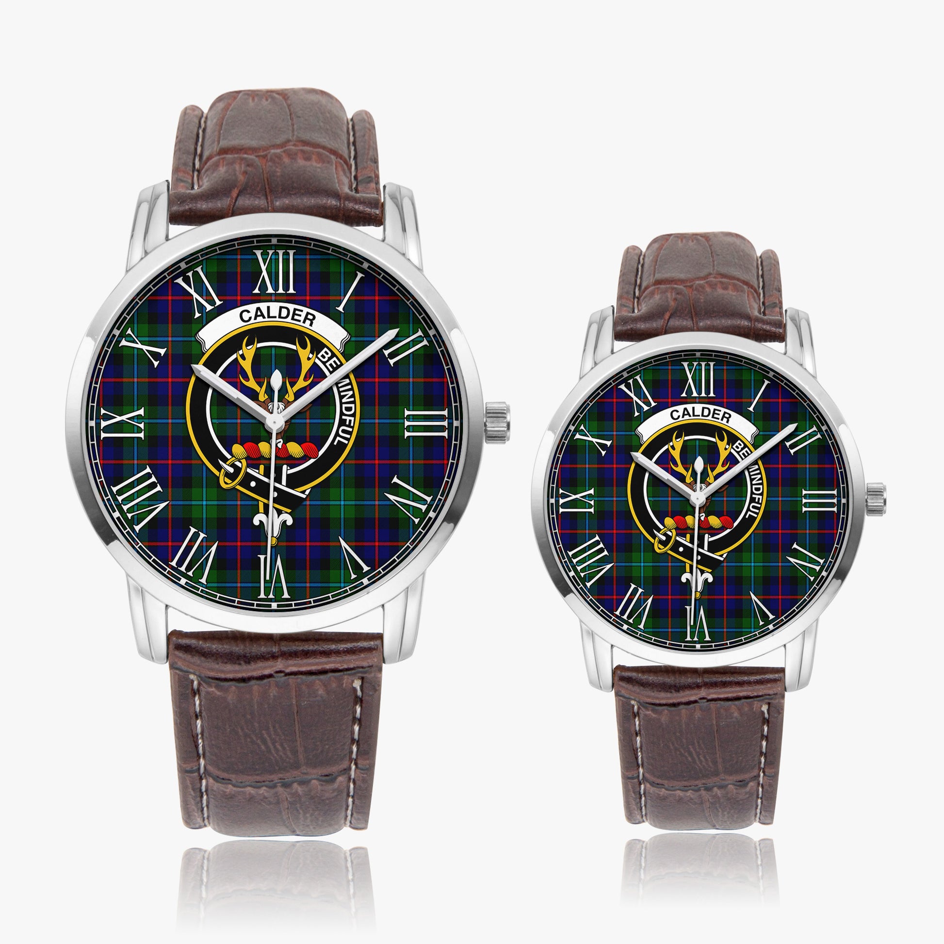 Calder Tartan Family Crest Leather Strap Quartz Watch - Tartan Vibes Clothing