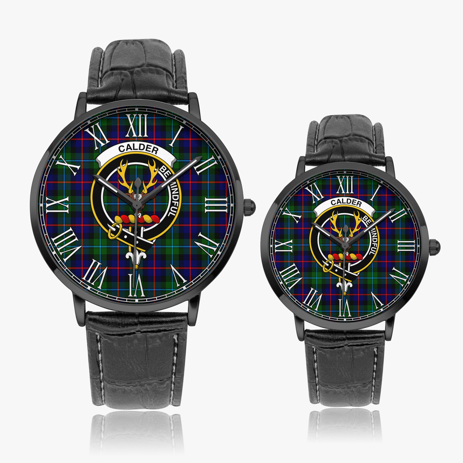 Calder Tartan Family Crest Leather Strap Quartz Watch - Tartan Vibes Clothing