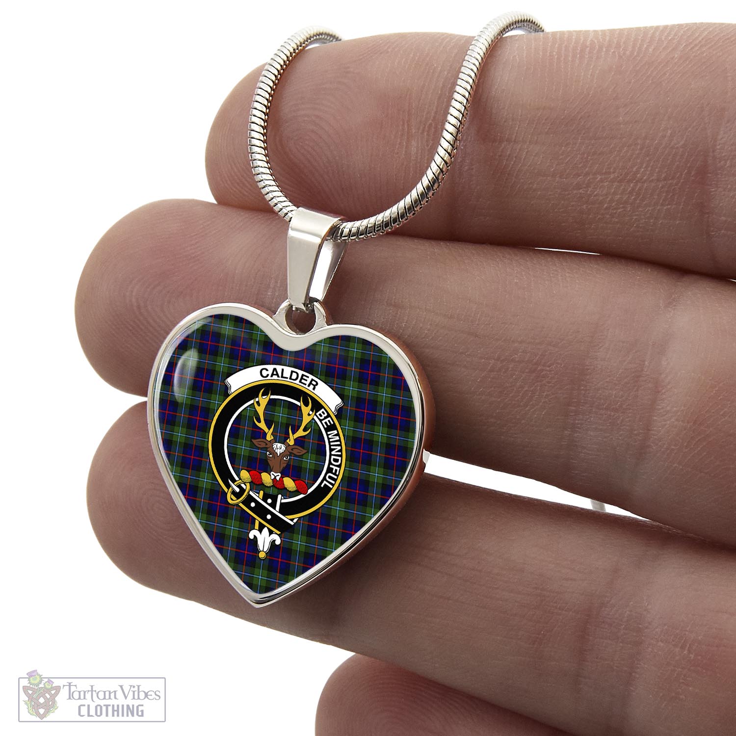 Tartan Vibes Clothing Calder Modern Tartan Heart Necklace with Family Crest