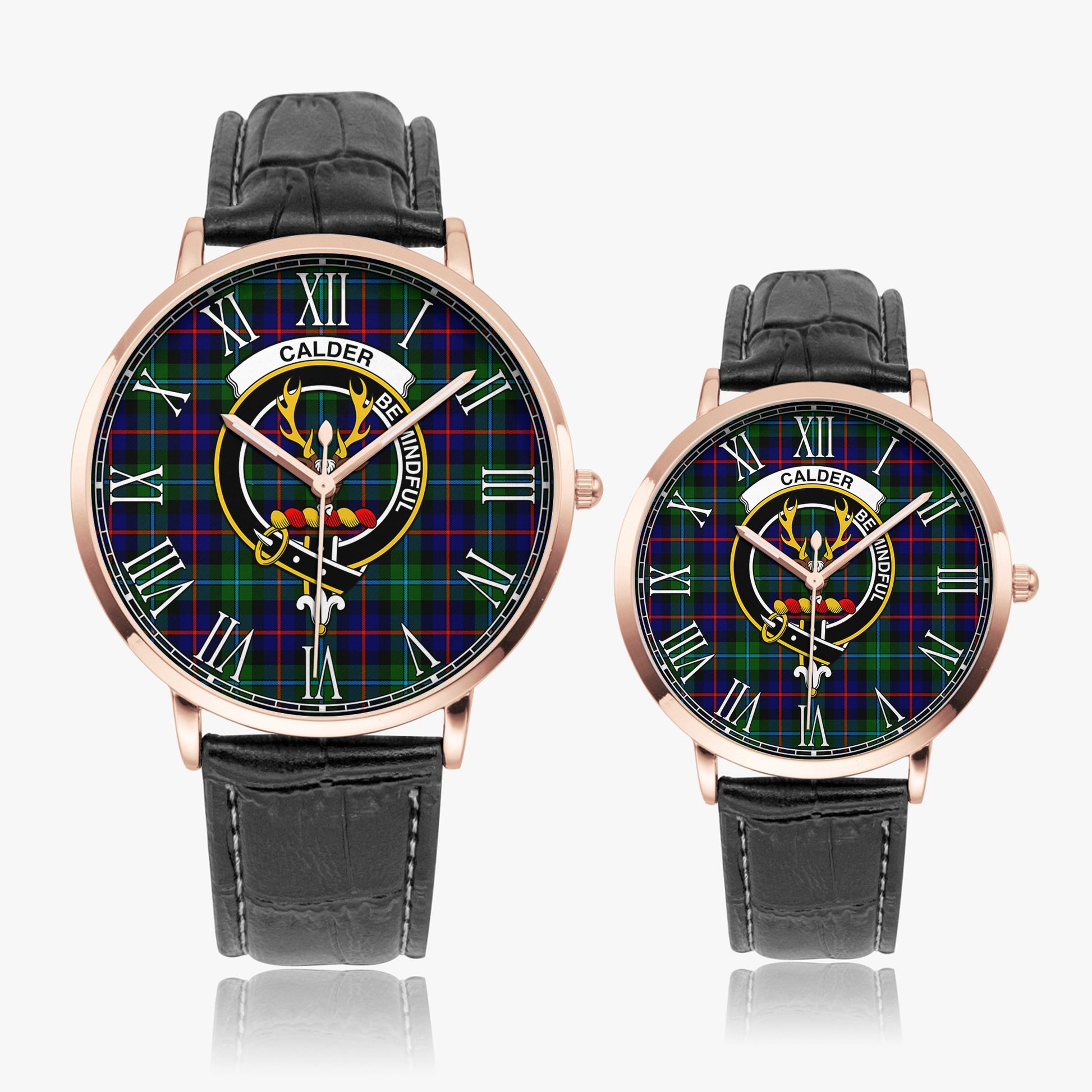 Calder Tartan Family Crest Leather Strap Quartz Watch - Tartan Vibes Clothing