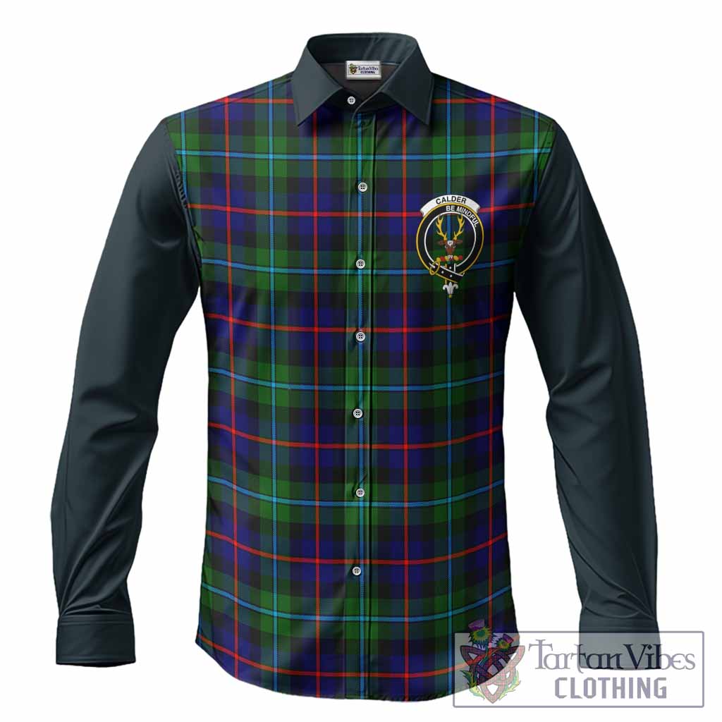 Calder Tartan Accent Long Sleeve Button Shirts with Family Crest