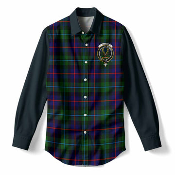 Calder Tartan Accent Women Casual Shirt with Family Crest