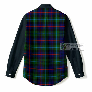 Calder Tartan Accent Women Casual Shirt with Family Crest