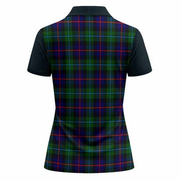 Calder Tartan Accent Women Polo Shirt with Family Crest