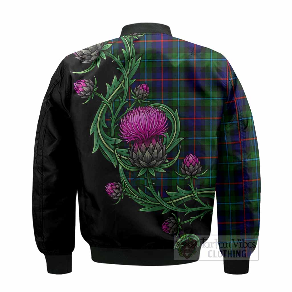 Calder Tartan Bomber Jacket Resilient Scottish Thistle - Tartan Vibes Clothing