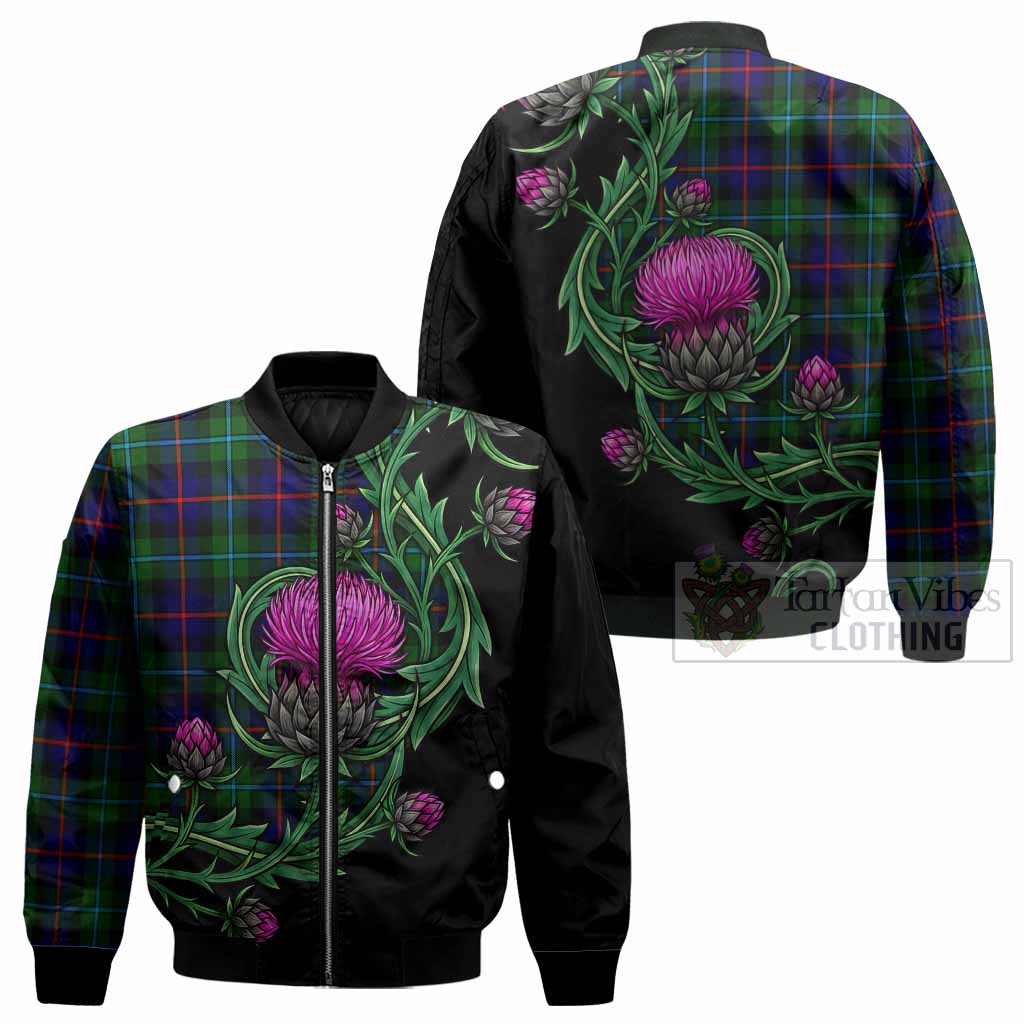 Calder Tartan Bomber Jacket Resilient Scottish Thistle - Tartan Vibes Clothing