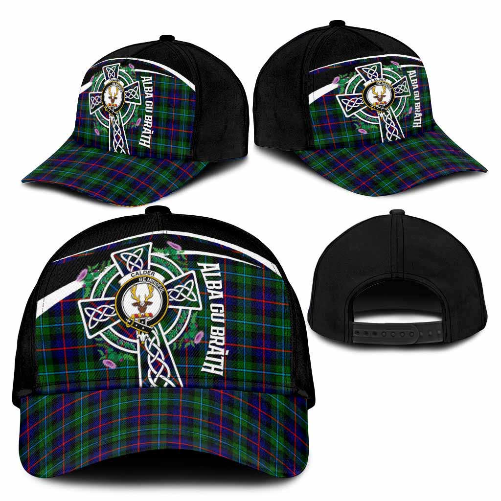 Calder Tartan Crest Classic Cap Scottish Thistle Celtic Cross Alba Gu Brath
