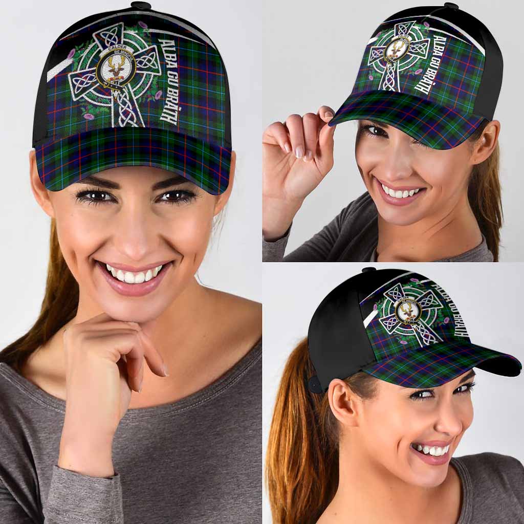 Calder Tartan Crest Classic Cap Scottish Thistle Celtic Cross Alba Gu Brath
