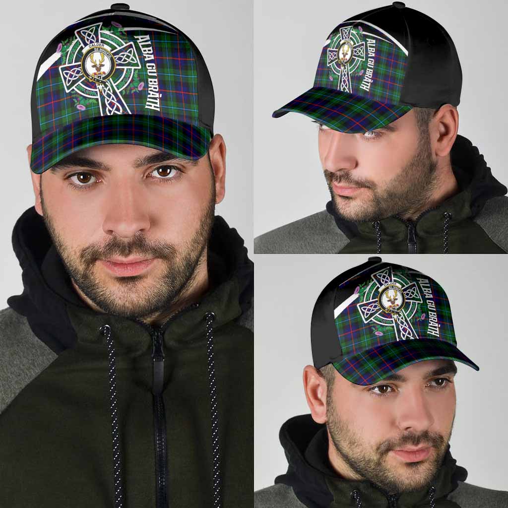 Calder Tartan Crest Classic Cap Scottish Thistle Celtic Cross Alba Gu Brath