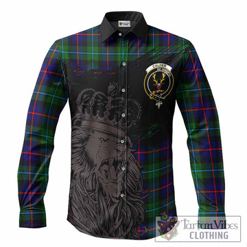 Calder Tartan Crest Long Sleeve Button Shirts Crowned Lion Heritage Style