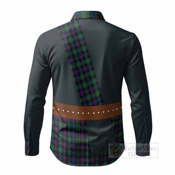 Calder Tartan Crest Long Sleeve Button Shirts Kilt Costume Style