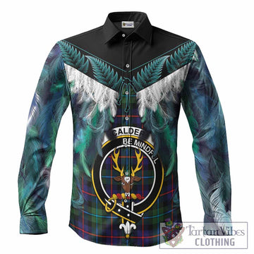Calder Tartan Crest Long Sleeve Button Shirts New Zealand Maori Korowai Cloak