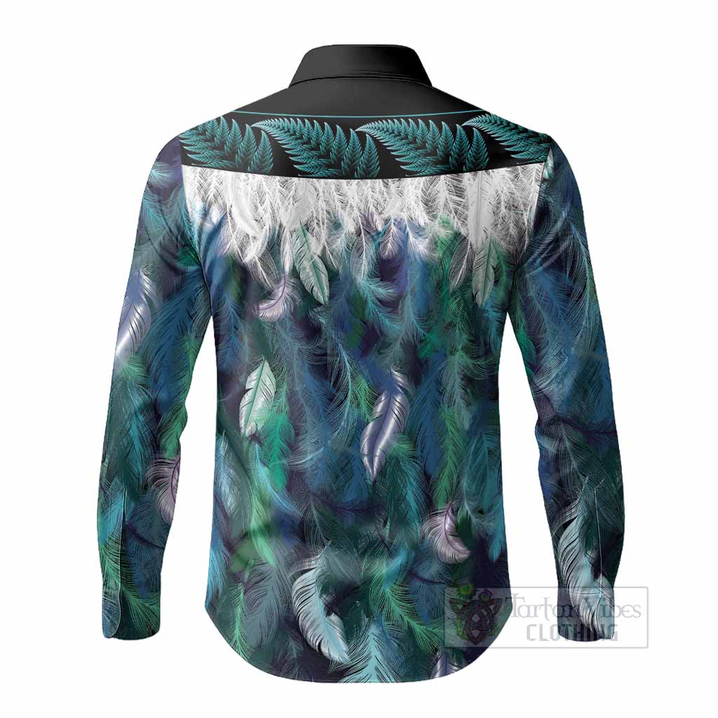 Calder Tartan Crest Long Sleeve Button Shirts New Zealand Maori Korowai Cloak