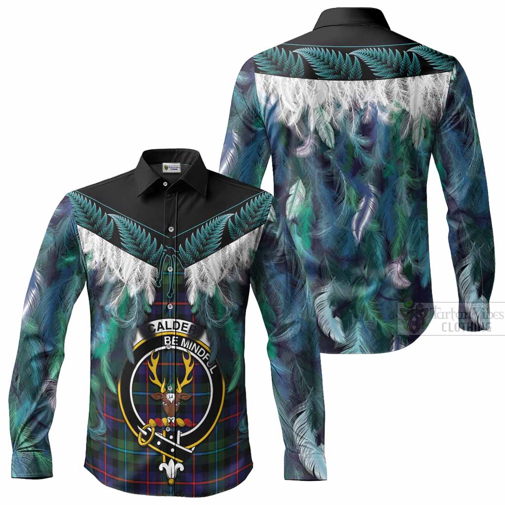 Calder Tartan Crest Long Sleeve Button Shirts New Zealand Maori Korowai Cloak