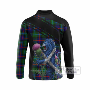 Calder Tartan Crest Long Sleeve Button Shirts Scottish Lion Rampant Thistle
