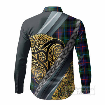 Calder Tartan Crest Long Sleeve Button Shirts Scottish Triskele Celtic