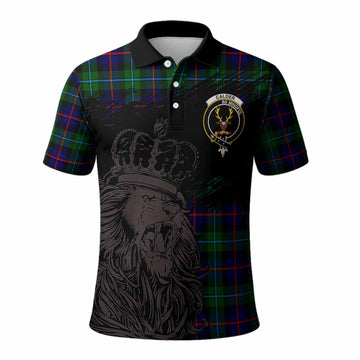 Calder Tartan Crest Polo Shirt Crowned Lion Heritage Style