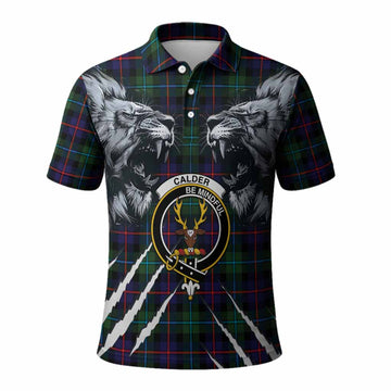 Calder Tartan Crest Polo Shirt Ferocious Lion Style