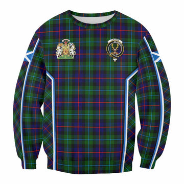 Calder Tartan Crest Sweatshirt Scotland Coat of Arm Flag Style