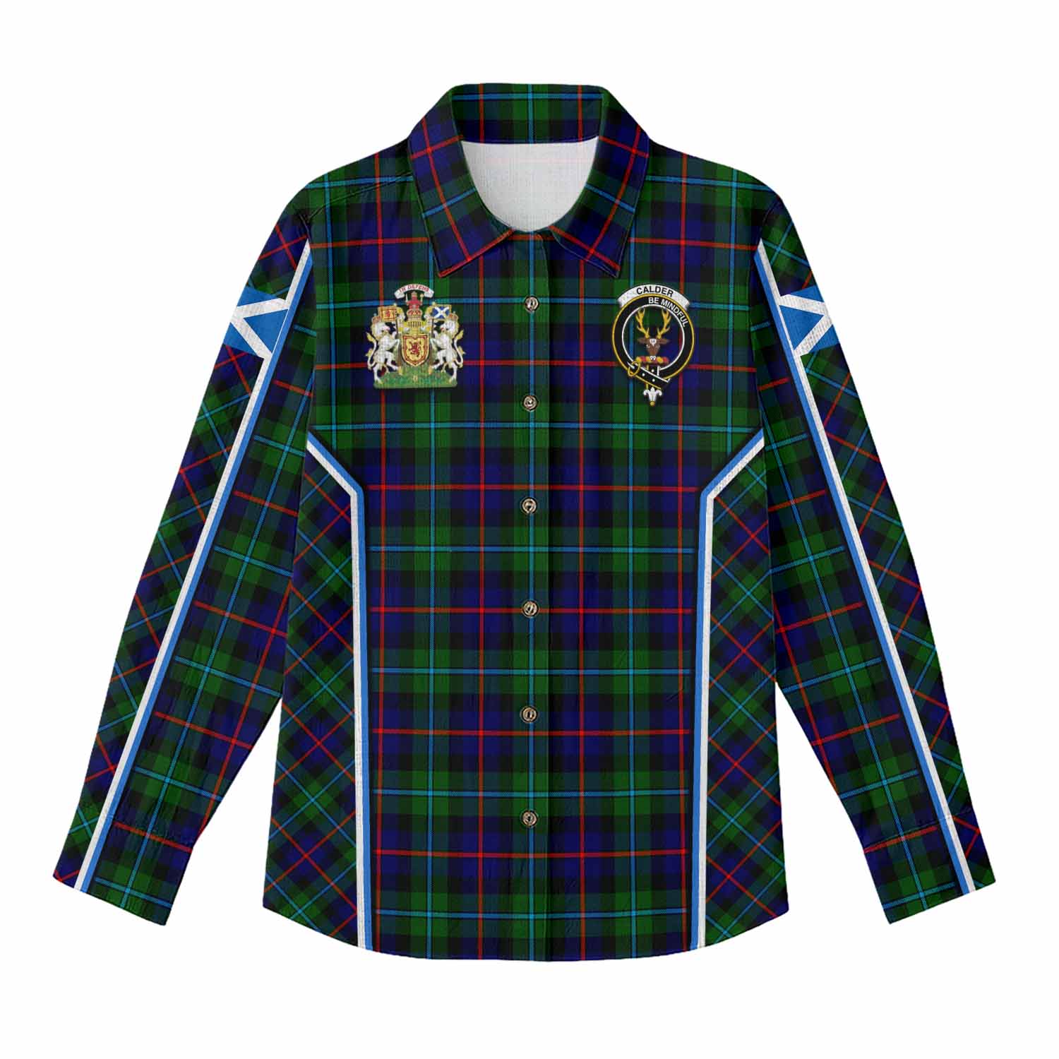 Calder Tartan Crest Women Casual Shirt Scotland Coat of Arm Flag Style - Tartan Vibes Clothing