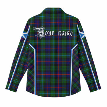 Calder Tartan Crest Women Casual Shirt Scotland Coat of Arm Flag Style