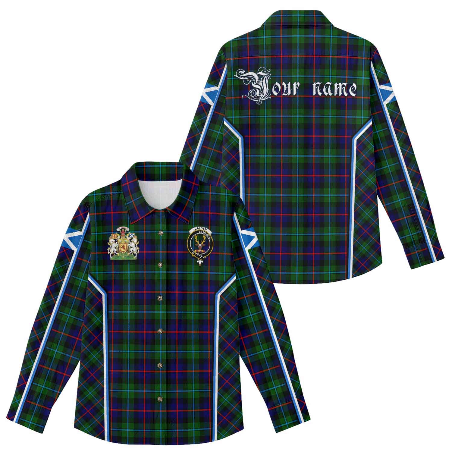 Calder Tartan Crest Women Casual Shirt Scotland Coat of Arm Flag Style - Tartan Vibes Clothing