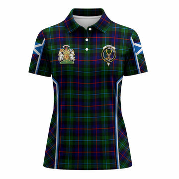 Calder Tartan Crest Women's Polo Shirt Scotland Coat of Arm Flag Style - Tartan Vibes Clothing