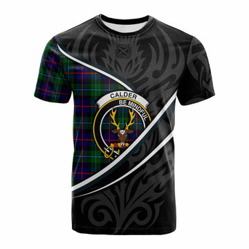 Calder Tartan Family Crest Cotton T-shirt Celtic Scottish Thistle Floral