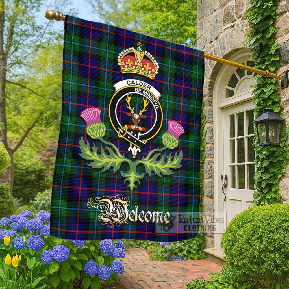 Calder Tartan Family Crest Garden Flag Royal Thistle Welcome Style - Tartan Vibes Clothing