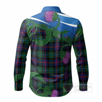 Calder Tartan Family Crest Long Sleeve Button Shirts Thistle in Minimalism