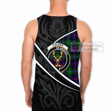 Calder Tartan Family Crest Men Tank Top Celtic Scottish Thistle Floral