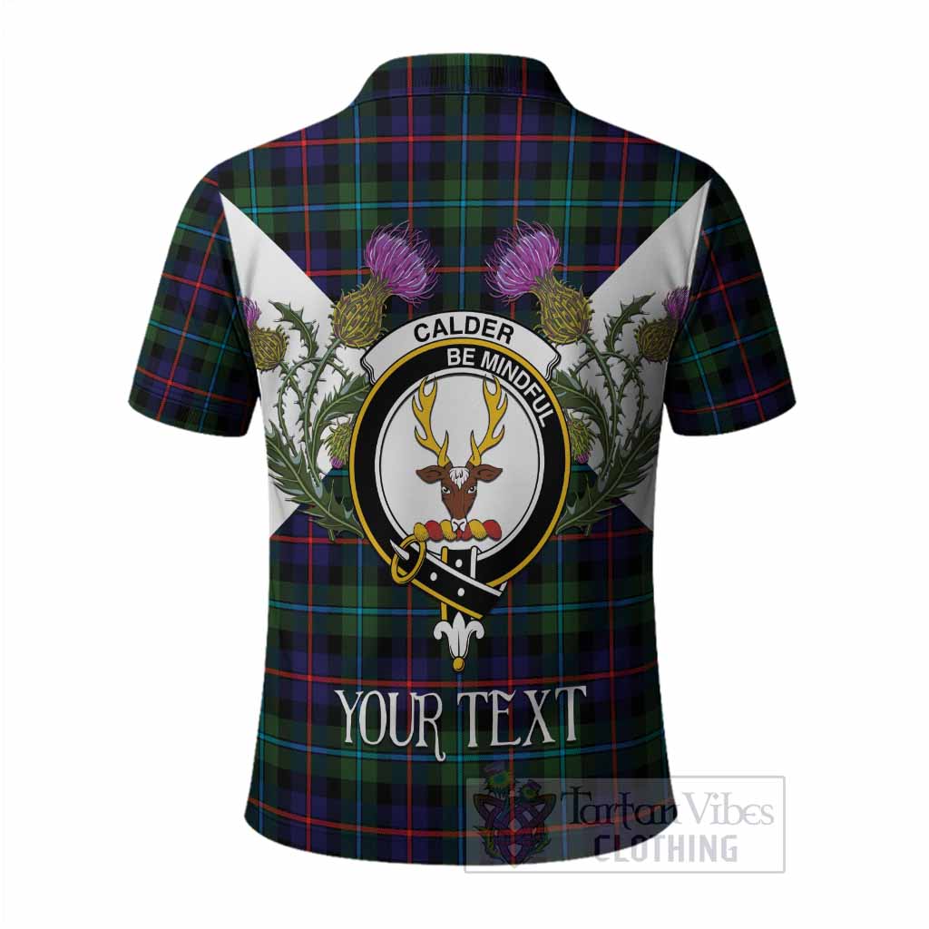 Calder Tartan Family Crest Polo Shirt Scottish Burns Night Thistle Floral