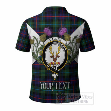 Calder Tartan Family Crest Polo Shirt Scottish Burns Night Thistle Floral