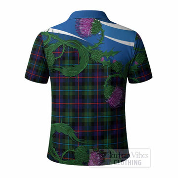 Calder Tartan Family Crest Polo Shirt Thistle in Minimalism