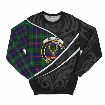 Calder Tartan Family Crest Sweatshirt Celtic Scottish Thistle Floral