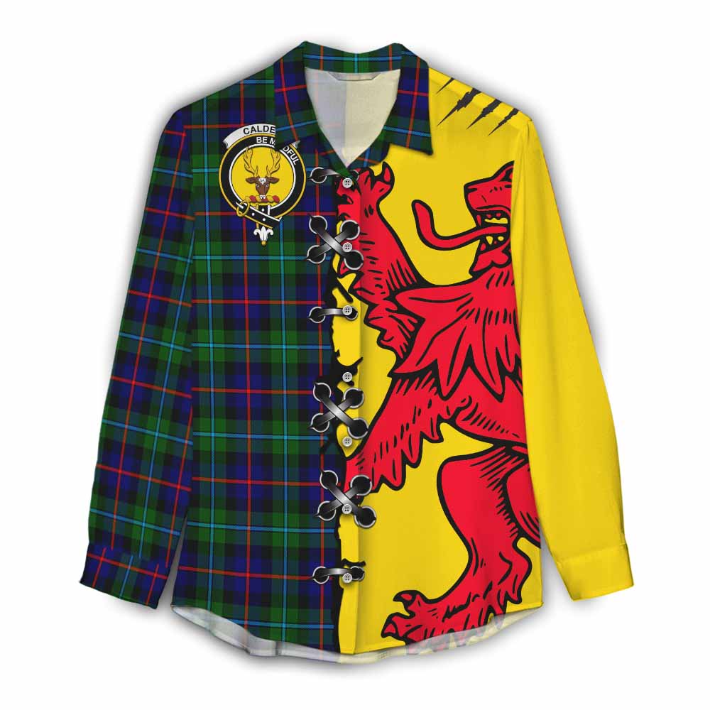 Calder Tartan Family Crest Women Casual Shirt Lion Rampant Honor - Tartan Vibes Clothing