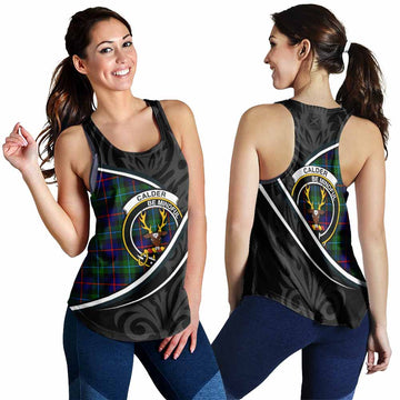 Calder Tartan Family Crest Women Racerback Tanks Celtic Scottish Thistle Floral