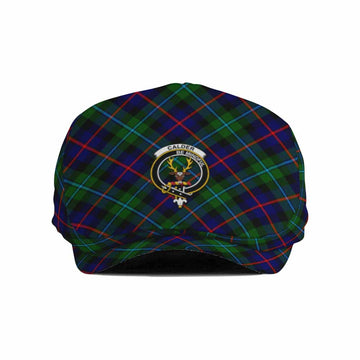 Calder Tartan Flat Cap, Jeff Cap Cross Style with Family Crest