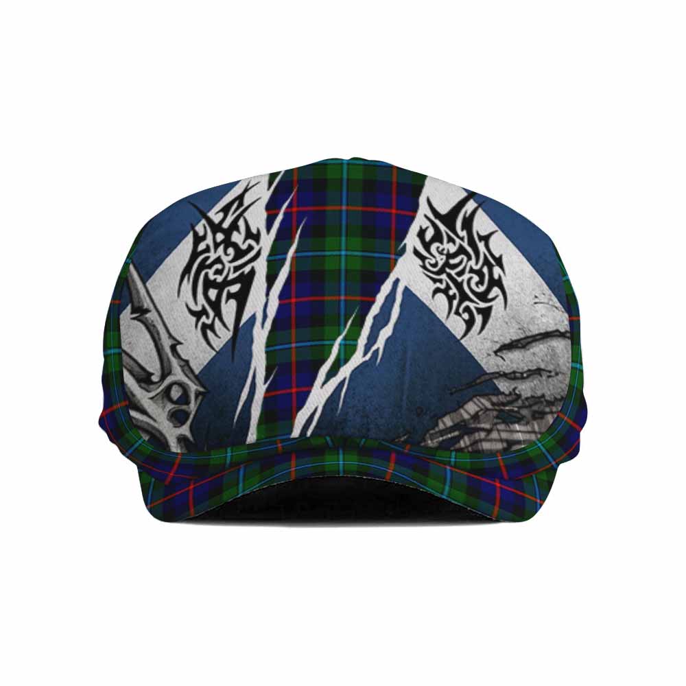 Calder Tartan Flat Cap, Jeff Cap Scotland Flag Ripped Tribal Design