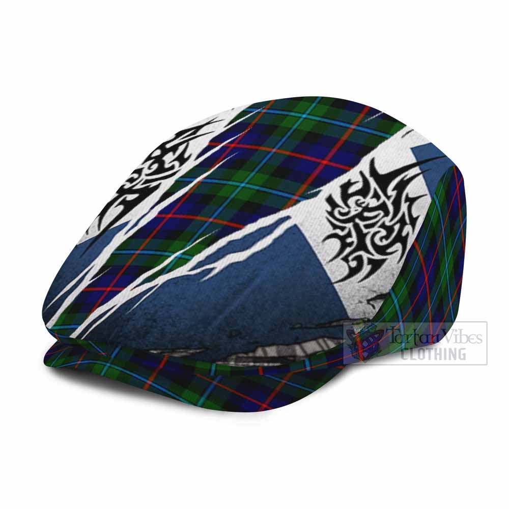 Calder Tartan Flat Cap, Jeff Cap Scotland Flag Ripped Tribal Design