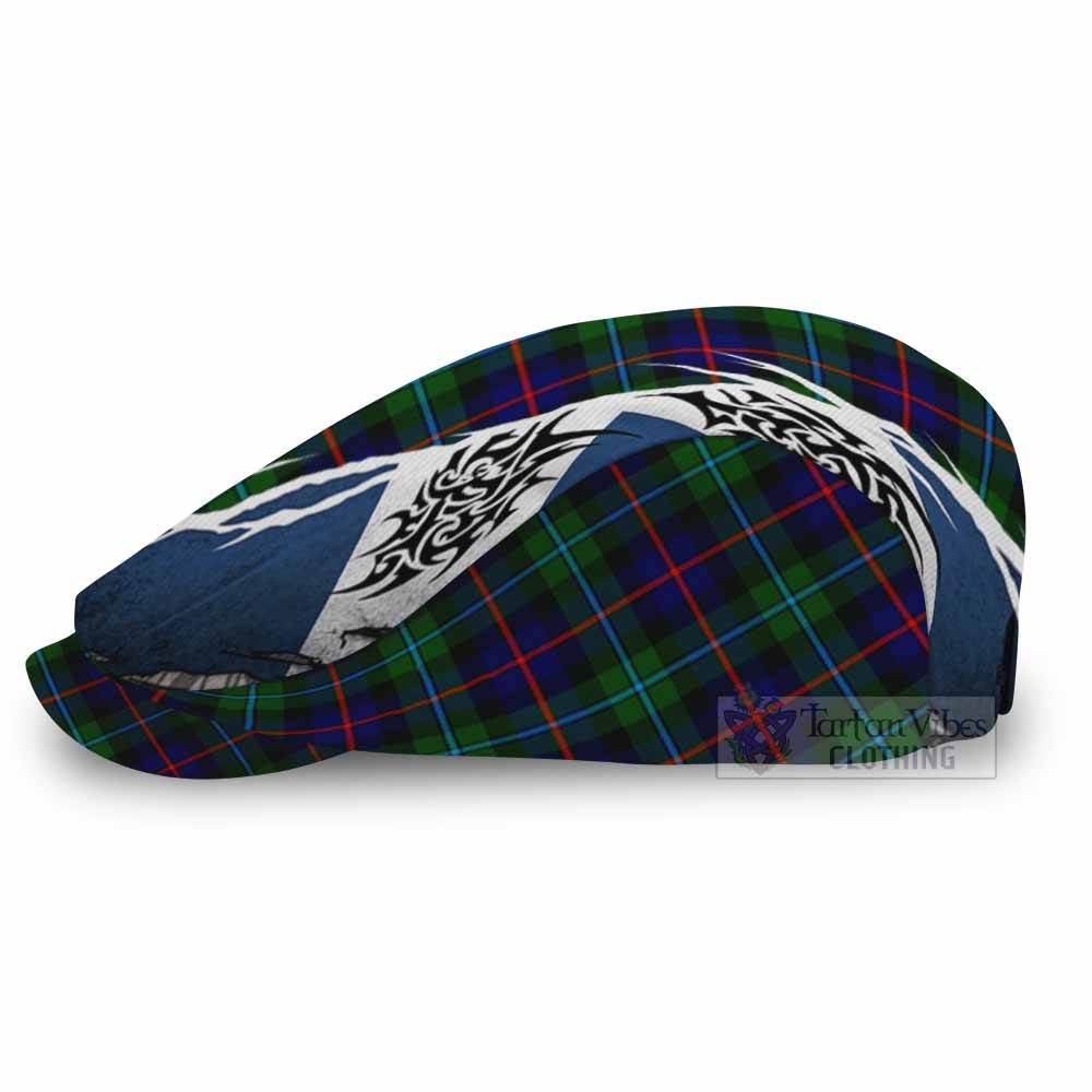 Calder Tartan Flat Cap, Jeff Cap Scotland Flag Ripped Tribal Design